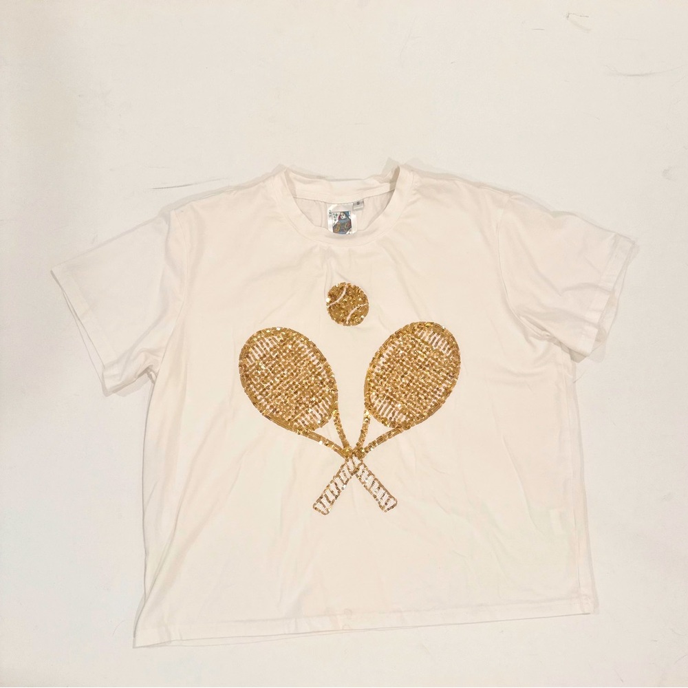 Queen of sparkles glitter tennis racket shirt